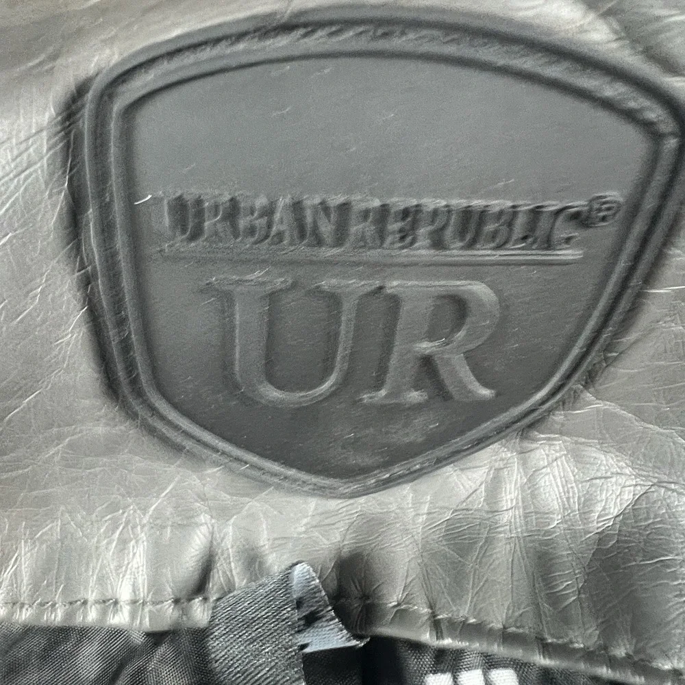 Urban Republic Men's Faux Leather Moto‎ Jacket Gray Quilted Size L